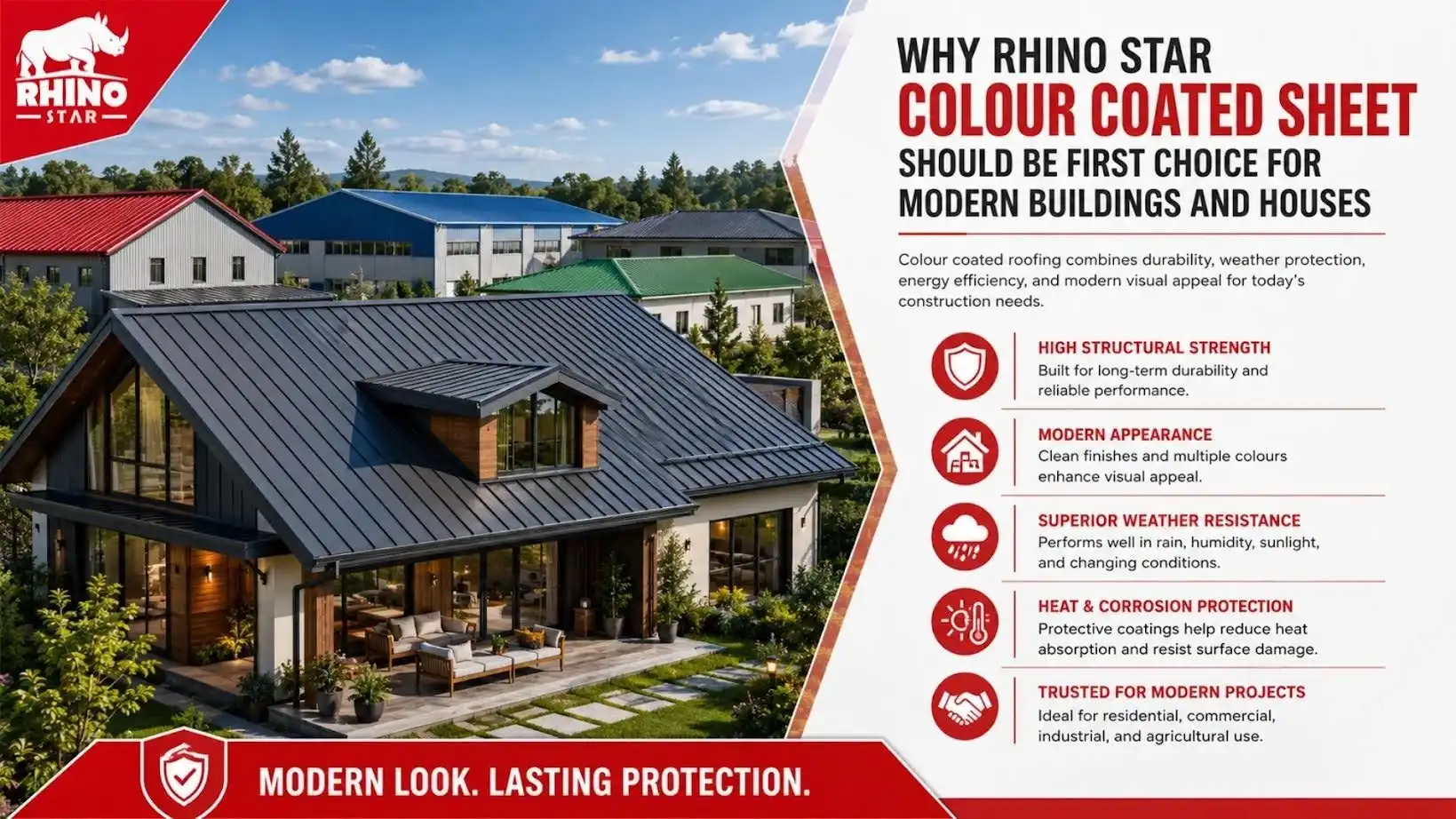 Why Rhino Star Colour Coated Sheet Should be First Choice for Modern Buildings and Houses